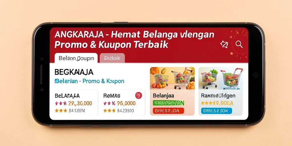 Tampilan utama ANGKARAJA dengan berbagai promo menarik dan kupon.