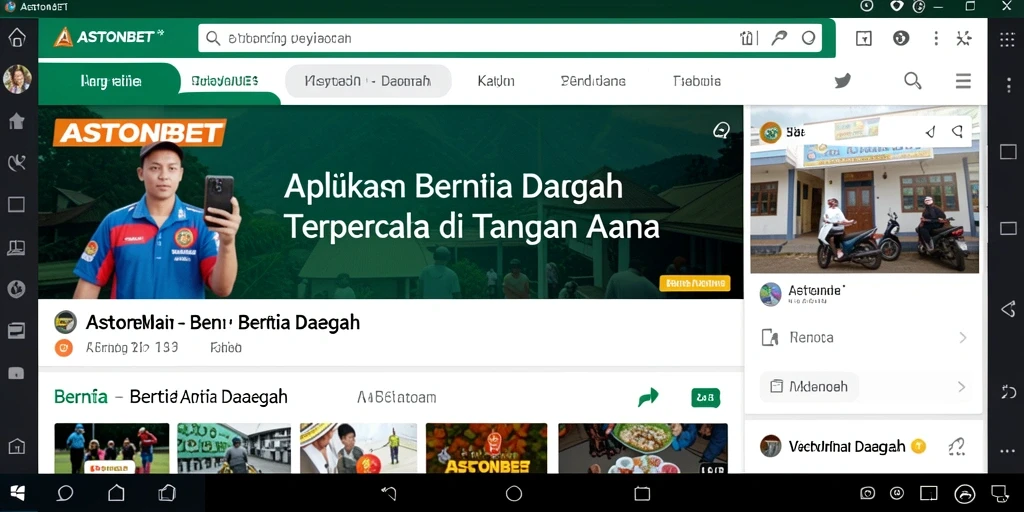 Screenshot antarmuka aplikasi ASTONBET yang menampilkan berita daerah.