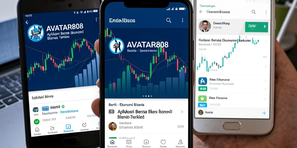 Antarmuka aplikasi AVATAR808 yang menampilkan berita ekonomi terkini.