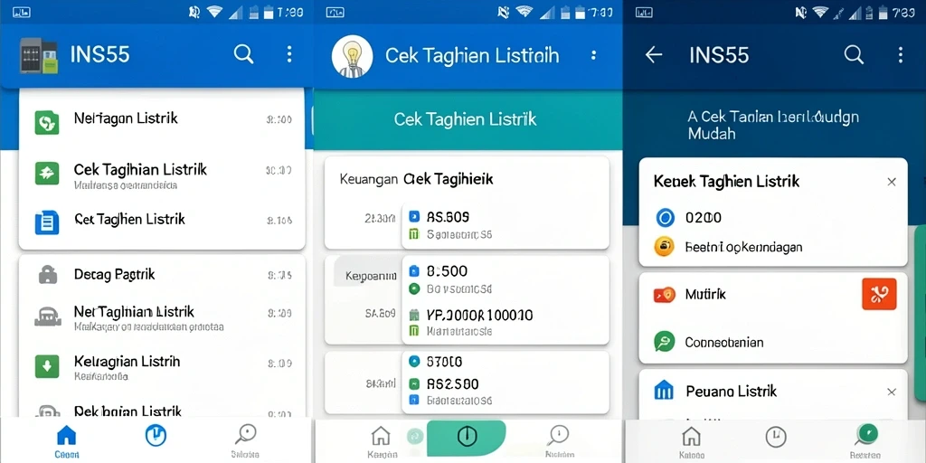 Antarmuka pengguna INS55 untuk cek tagihan listrik yang ramah dan intuitif.