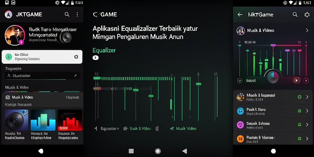 Tampilan antarmuka JKTGAME dengan fitur Equalizer yang menarik.