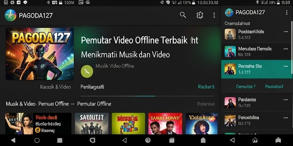 Tampilan antarmuka aplikasi Pemutar Video Offline yang intuitif dan modern.