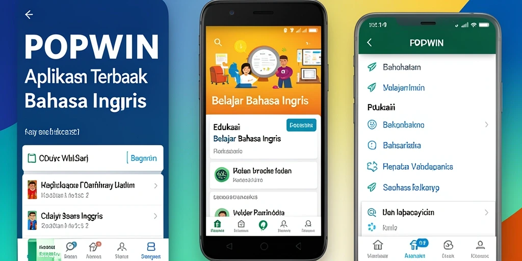 Tampilan antarmuka POPWIN yang menarik untuk belajar Bahasa Inggris.