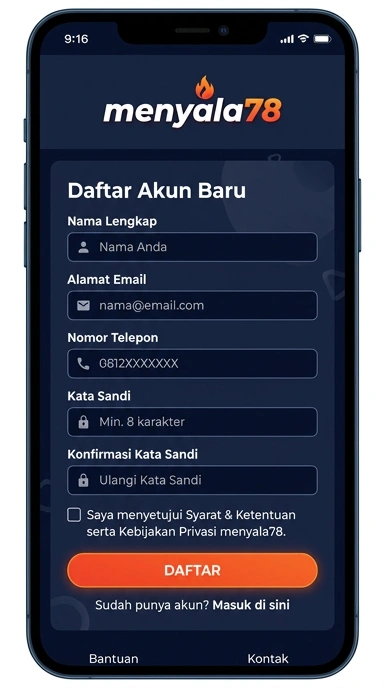 Panduan Registrasi Akun Baru Menyala78 untuk Android